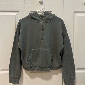 Army green half zip hoodie